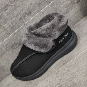 FitVille Men's Wide Slip-On Lightweight Diabetic Slippers Winter Snow Boots 8